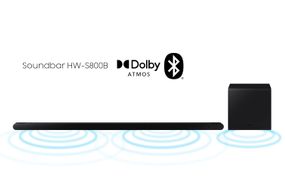 Soundbar Samsung HW-S800B, com 3.1.2 canais, Dolby Atmos, Sincronia Sonora e Alexa integrado